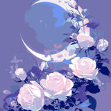 Moon And Pink Blossoms Paint By Numbers Kit painting view