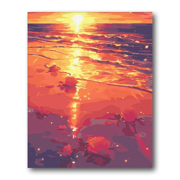 Golden Sun Over Sea paint by numbers kit – finished artwork – Creative Vibes Dubai