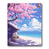 Pink Cherry By Seaside paint by numbers kit – finished artwork