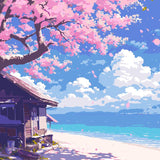 Pink Cherry By Seaside Paint By Numbers Kit painting view