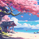 Cherry Trees Beach View painting view