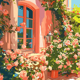 Pink House With Roses painting view