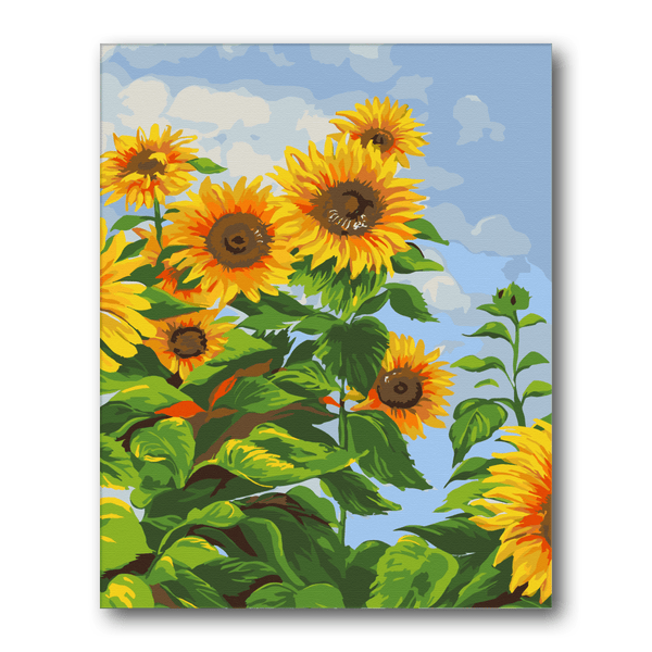 Sunflower Field Bright paint by numbers kit – finished artwork – Creative Vibes Dubai