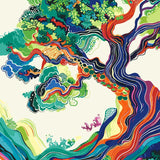 Rainbow Tree By River paint by numbers kit painting view