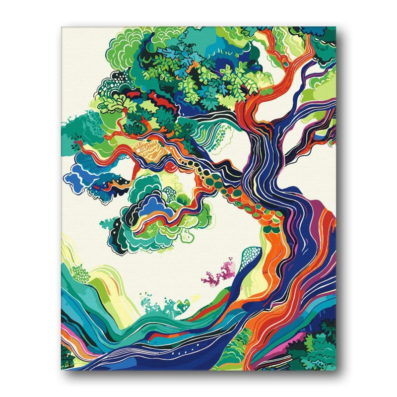 Rainbow Tree By River paint by numbers kit – finished artwork