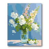 White Blossoms In Glass paint by numbers kit – finished artwork