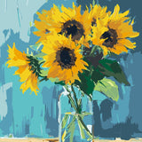 Sunflowers On Teal Bg Paint By Numbers Kit painting view