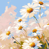 Field Of White Daisies Paint By Numbers Kit painting view