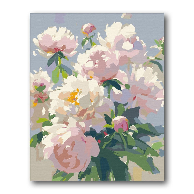 White Peonies In Vase paint by numbers kit – finished artwork