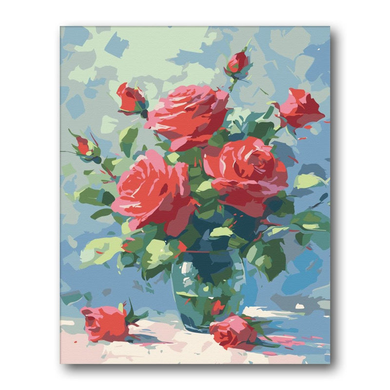 Red Roses Bunch paint by numbers kit – finished artwork