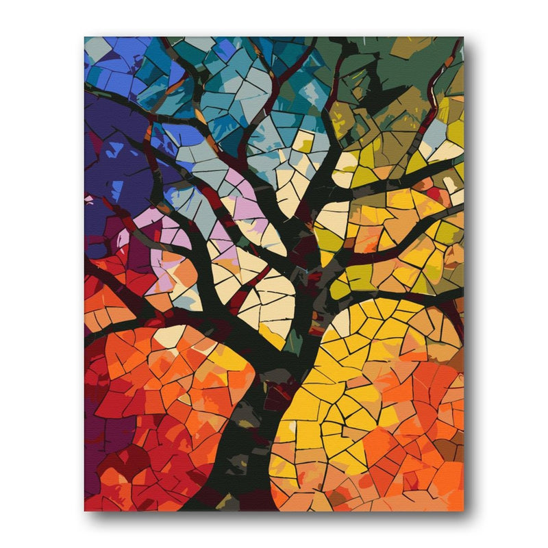 Stained Glass Tree paint by numbers kit – finished artwork