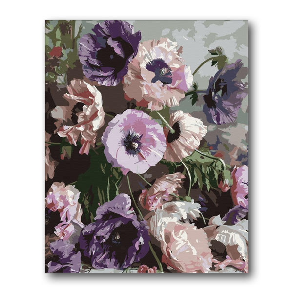 Purple Anemone Bouquet paint by numbers kit – finished artwork – Creative Vibes Dubai