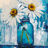 Two Daisies In Blue Jar Paint By Numbers Kit painting view