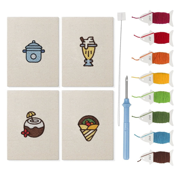 Mini Punch Needle Kit 4pcs Assorted Food Motifs – Creative Vibes Dubai