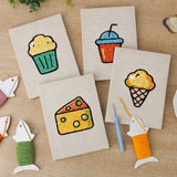 Mini Punch Needle Kit 4pcs cartoon food detail close-up