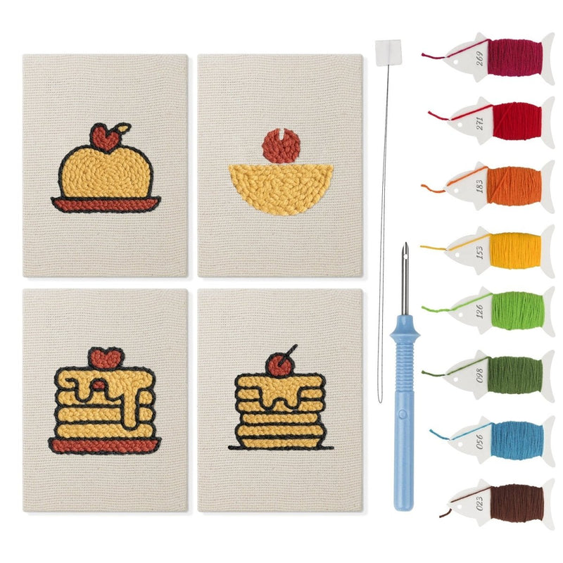 Mini Punch Needle Kit 4pcs Dessert And Pancake Motifs