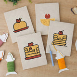 Mini punch needle kit featuring 4 dessert and pancake motifs on fabric, ideal for kids and beginners.