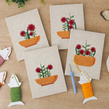 Mini Punch Needle 4pcs flower pots detail