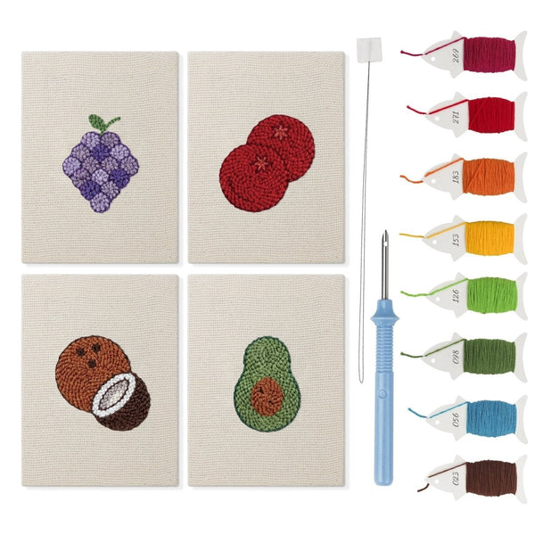 Mini Punch Needle Kit 4pcs Embroidered Fruit Designs – Creative Vibes Dubai