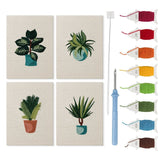 Mini Punch Needle Kit 4pcs Embroidered Potted Plants