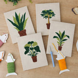 Mini punch needle kit 4pcs potted green plants detail