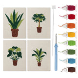 Mini Punch Needle Kit 4pcs Potted Green Plants