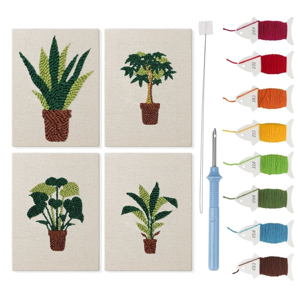 Mini Punch Needle Kit 4pcs Potted Green Plants – Creative Vibes Dubai