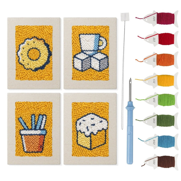 Mini Punch Needle Kit 4pcs Tea Time Illustrations – Creative Vibes Dubai