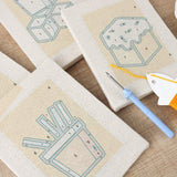 Finished mini punch needle kit artwork - Tea Time Illustrations design