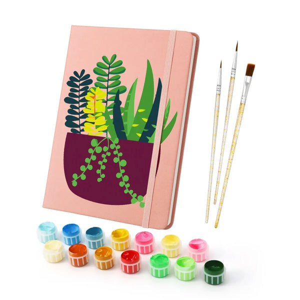 Succulent Trio DIY paint-by-numbers hardcover notebook — Creative Vibes Dubai UAE – Creative Vibes Dubai