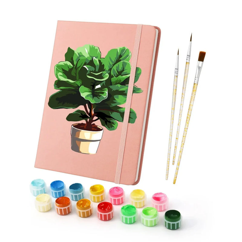 Fiddle Leaf DIY paint-by-numbers hardcover notebook — Creative Vibes Dubai UAE