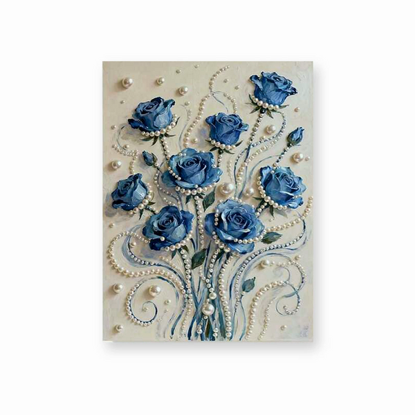 Blue Pearl Rose Bouquet pearl diamond painting kit - finished artwork – Creative Vibes Dubai
