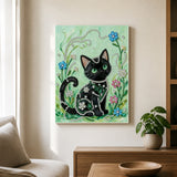 Black Cat in Emerald Garden - close-up pearl detail