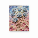 Blue Roses Above Pink Pearl Waves pearl diamond painting kit - finished artwork