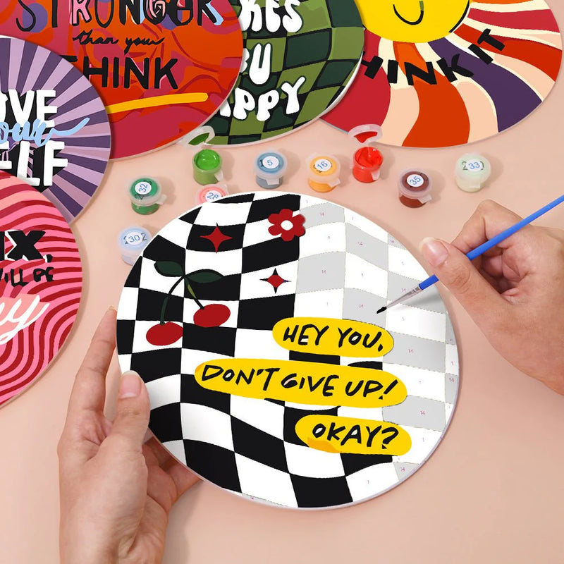 Positive words placemats paint by numbers table set