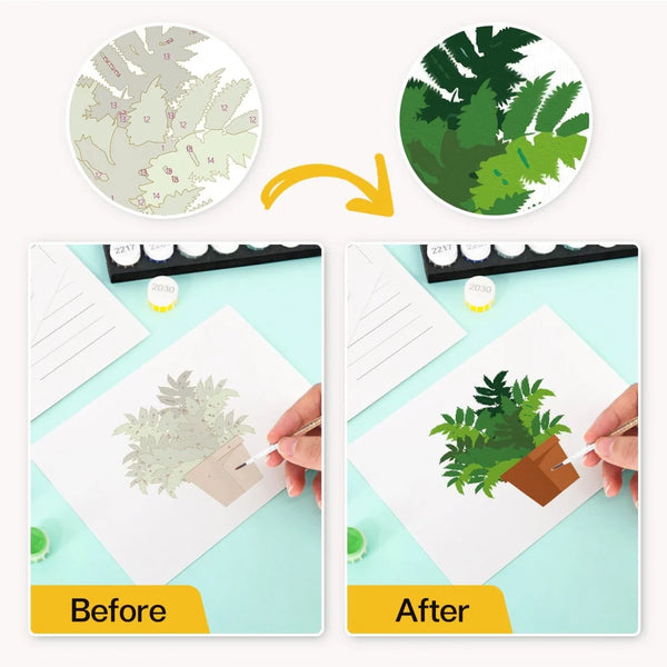 Potted plants postcard kit paint by numbers – Creative Vibes Dubai