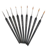 Professional detail brushes 9-piece fine tip set