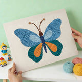 Blue And Orange Butterfly punch needle kit finished artwork