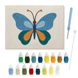 Blue And Orange Butterfly punch needle kit