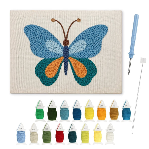 Blue And Orange Butterfly punch needle kit – Creative Vibes Dubai