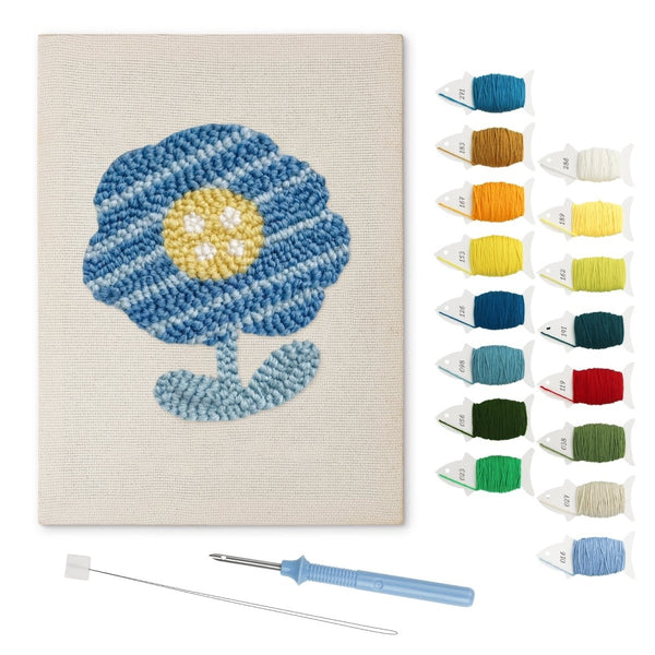 Blue Flower Pattern punch needle kit – Creative Vibes Dubai