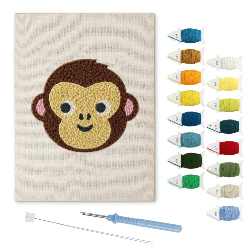 Cute Brown Monkey punch needle kit