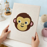 Cute Brown Monkey punch needle kit finished artwork