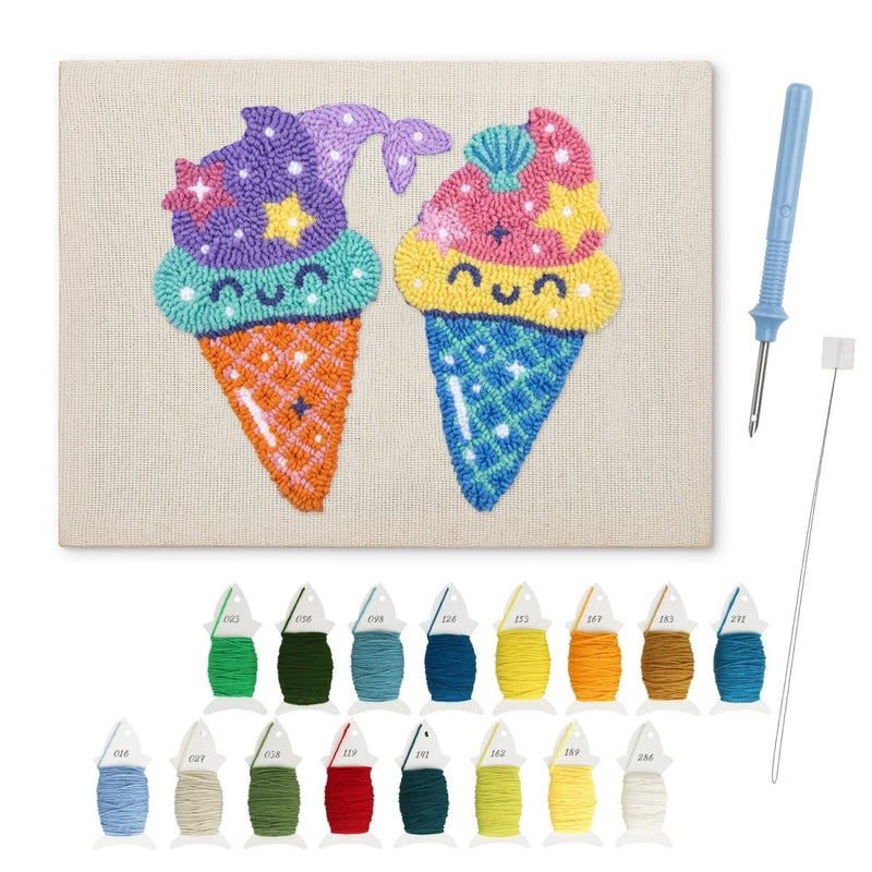 Cute Ice Cream Cones punch needle kit