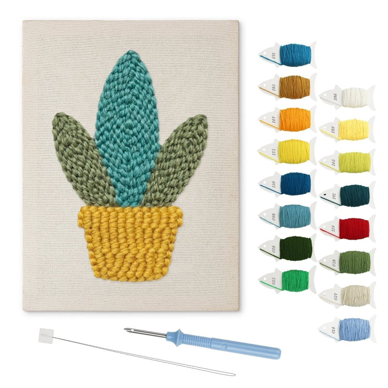 Green Cactus Pot punch needle kit