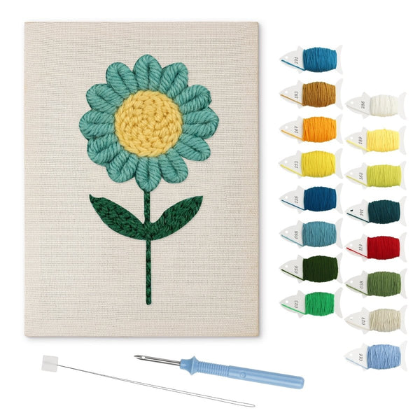 Green Daisy Flower punch needle kit – Creative Vibes Dubai