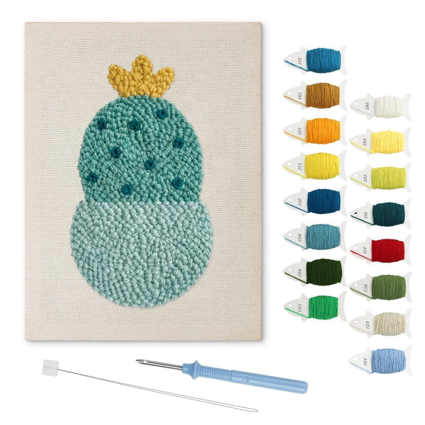Green Flowering Cactus punch needle kit – Creative Vibes Dubai