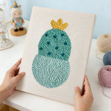 Finished punch needle kit artwork - Green Flowering Cactus design