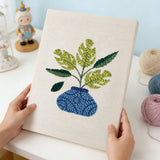 Green Monstera Plant punch needle kit finished artwork