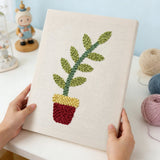Green Potted Plant punch needle kit finished artwork